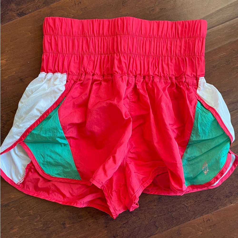 FP Movement by Free People Red and Green The Way Home Athletic Shorts Large